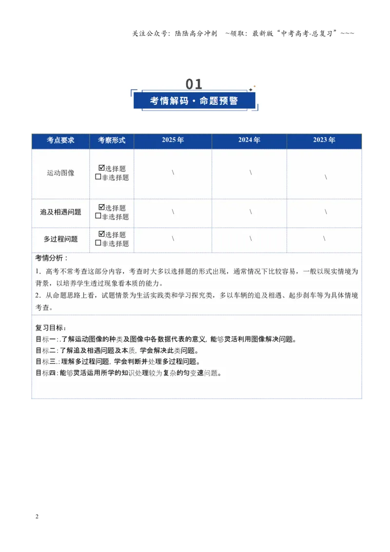 《第03讲运动学图像追及相遇问题（复习讲义）（四川专用）（教师版）_04-物理-高考总复习_一轮复习_2026年-物理高考一轮复习_2026年高考物理一轮课件+讲义+练习（四川专用）-G335》第2页预览