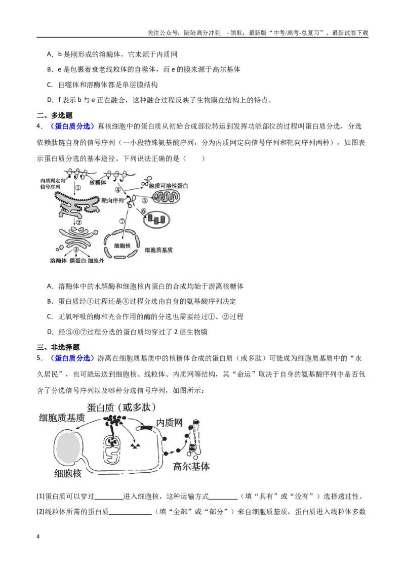 《专题02细胞的结构和功能（原卷版）_06-生物-高考总复习_专项复习_2025年_2025年高考生物重难点讲义专练（新高考通用）》第4页预览