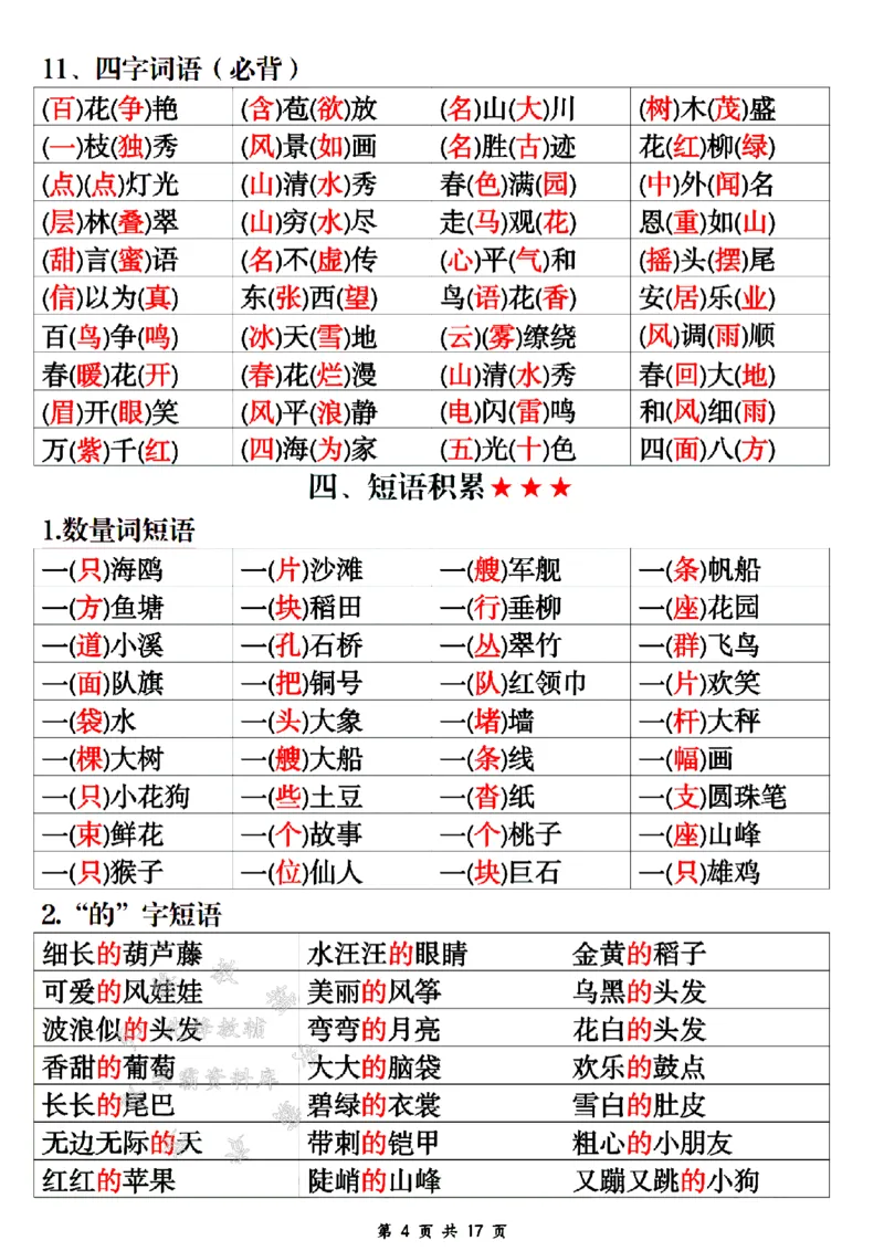 《24年二上语文期末重点知识点汇总-SY_2年级上册同步教辅_2上-语文_二上语文-期中+期末复习》第4页预览