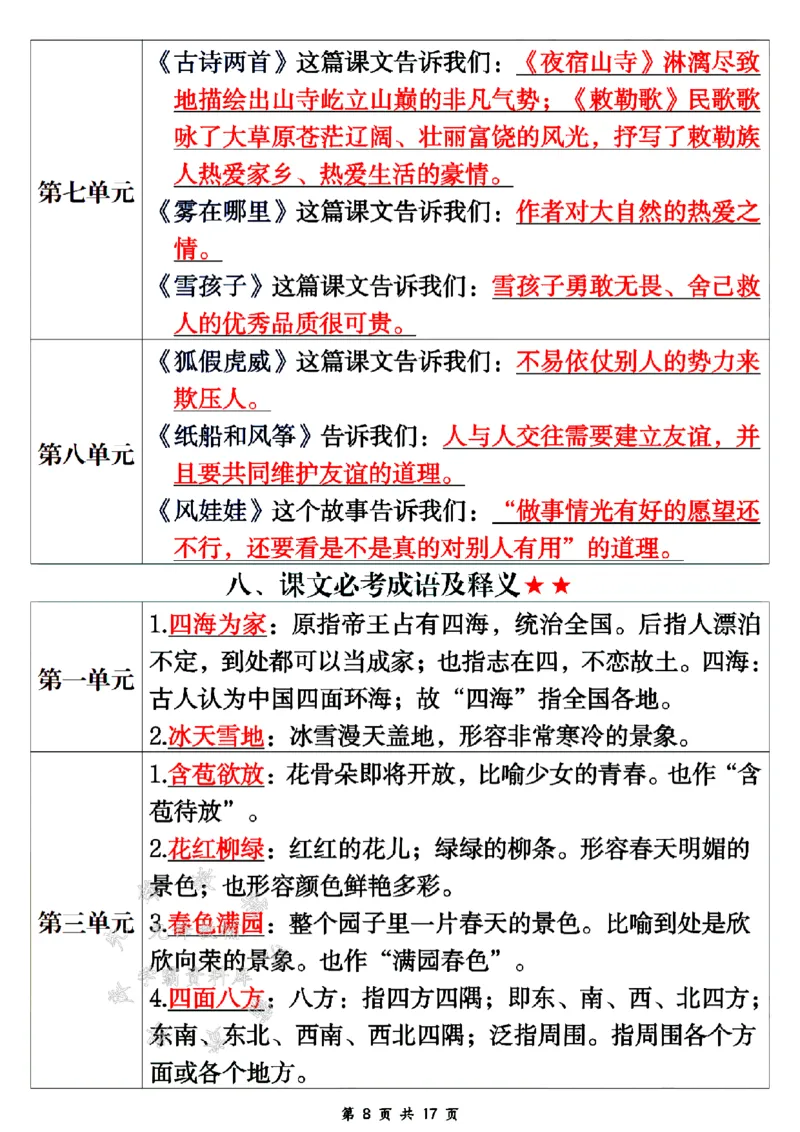 《24年二上语文期末重点知识点汇总-SY_2年级上册同步教辅_2上-语文_二上语文-期中+期末复习》第8页预览
