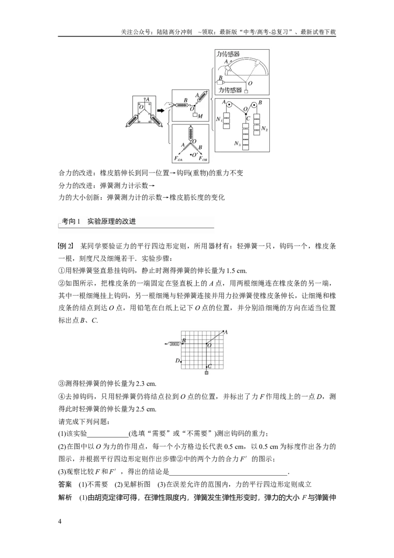 《2024年高考物理一轮复习（新人教版）第2章实验3　探究两个互成角度的力的合成规律_04-物理-高考总复习_一轮复习_2024年_2024高考物理大一轮复习课件讲义新人教版知识总结_教师版》第4页预览