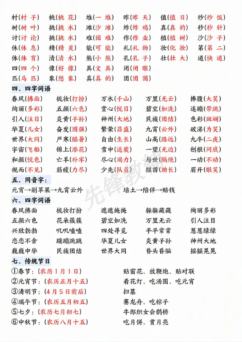 《B20104二年级（下）二年级语文下册期中重点知识归纳(微信564455174)_2年级下册同步教辅_2下-语文_二下语文-重点必备资料》第6页预览