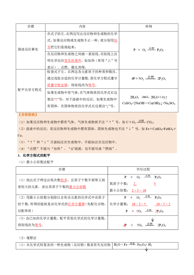 《人教2026版《暑假培优讲义》第20讲化学方程式（一）（暑假培优讲义）（解析版）_26秋初中教辅资料_26秋初中《暑假预习》》第3页预览