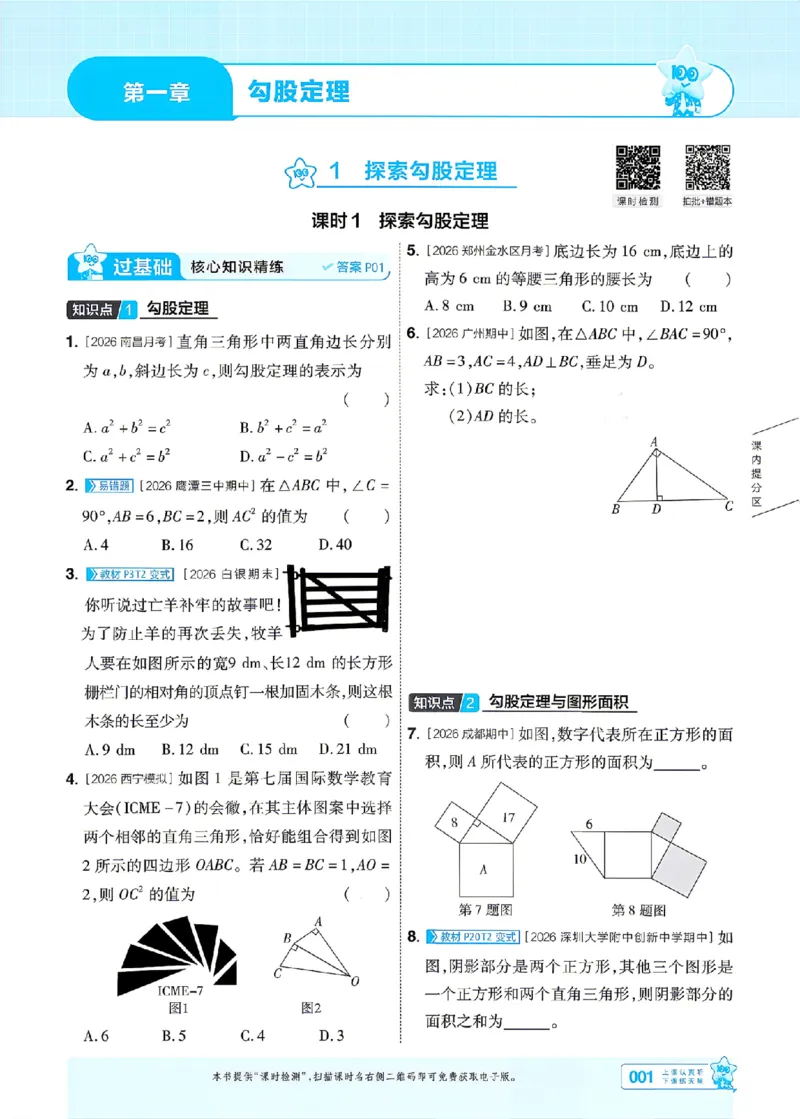 《2027一遍过数学8上北师版主书_2027版初中《天星教育一遍过》8年级上册（数学）（北师版）》第1页预览
