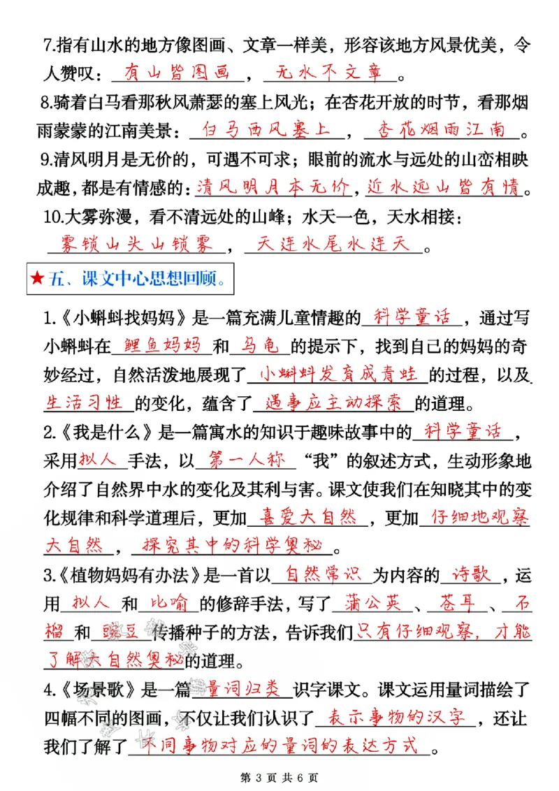 《24版二年级上册语文1-4单元古诗课文名言日积月累期中复习答案SY_2年级上册同步教辅_2上-语文_二上语文-期中+期末复习》第3页预览