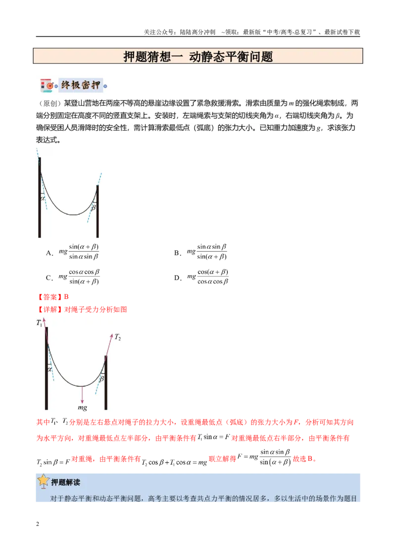 《物理（新高考通用）-（教师版）_04-物理-高考总复习_专项复习_2025年_2025年高考终极押题猜想物理》第2页预览