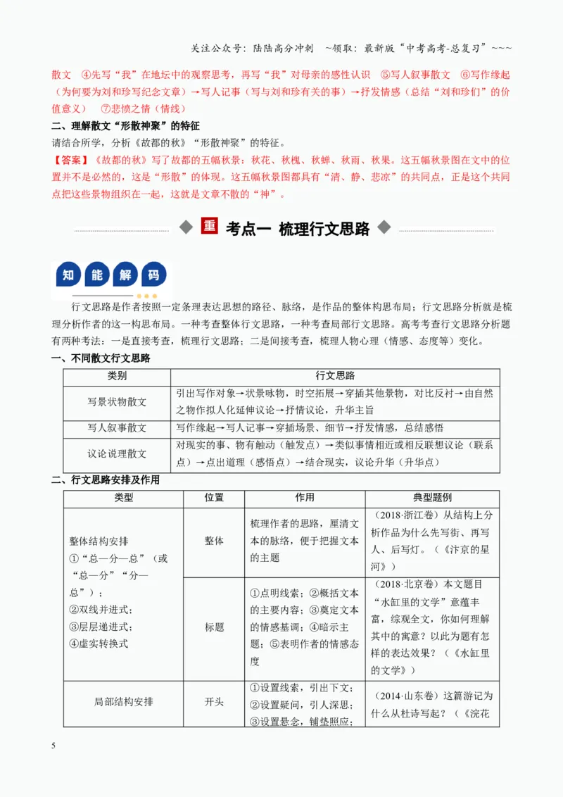 《第01讲分析行文思路与结构（复习讲义）（全国通用）（教师版）_一轮复习_2026年-语文一轮复习_2026年高考语文一轮复习讲义+练习+课件（新教材新高考）-G55_2026版_专题三散文阅读》第5页预览