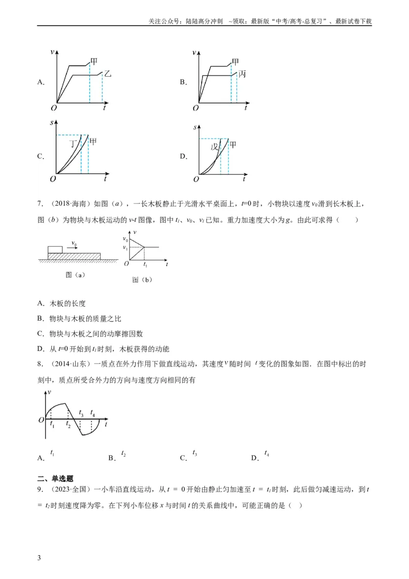 《专题03匀变速直线运动的图像（学生版）（全国通用）_04-物理-高考总复习_专项复习_2024年_十年（2014-2023）高考物理真题分项汇编（全国通用）》第3页预览