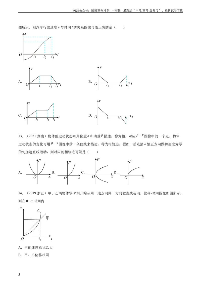 《专题03匀变速直线运动的图像（学生版）（全国通用）_04-物理-高考总复习_专项复习_2024年_十年（2014-2023）高考物理真题分项汇编（全国通用）》第5页预览