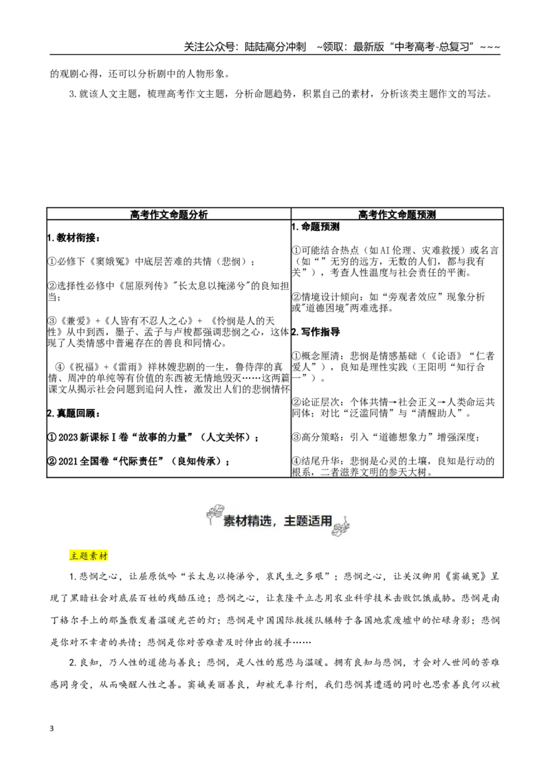 《专题02良知与悲悯（创作或改编剧本、写观剧心得）_一轮复习_2026年-语文一轮复习_2026年高考语文一轮复习之教材主题作文训练-G438_资料》第3页预览