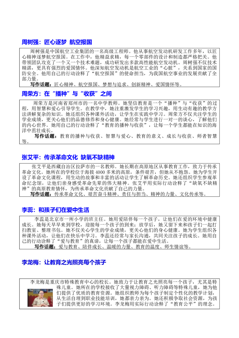 《专题03教育家精神：当代教育家21位最美教师与10大母题万能素材库_专项复习_2026年-语文专项复习_172026年高考语文作文热门主题素材积累与运用》第4页预览