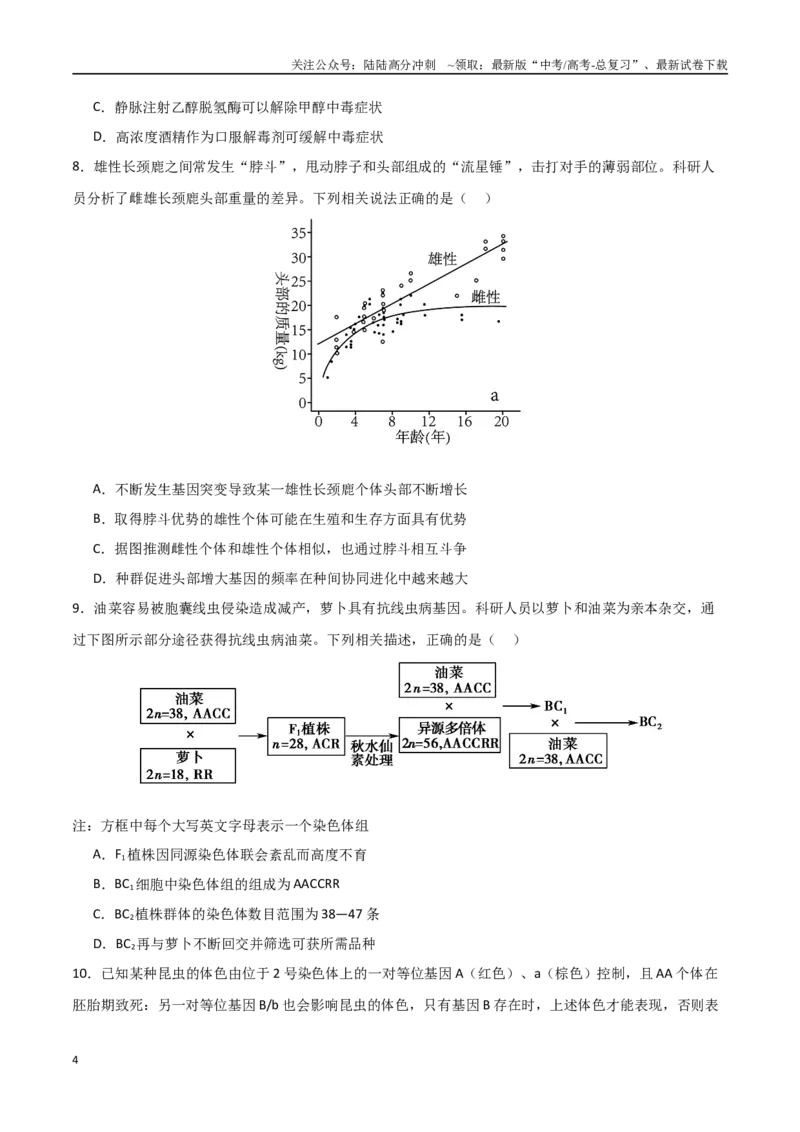 《生物（北京卷）（考试版）_06-生物-高考总复习_专项复习_2025年_2025年高考第一二三次模拟卷（多地区）生物_2025年高考生物第二次模拟卷26套_生物（北京卷）》第4页预览