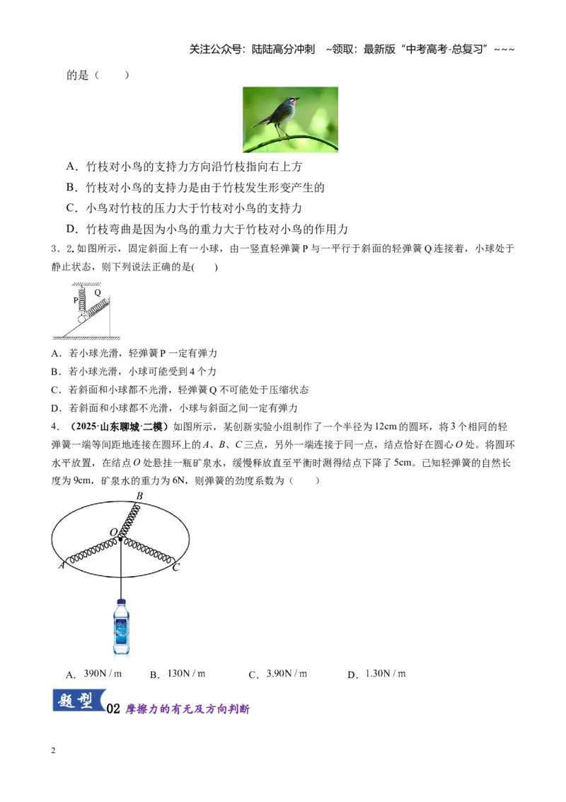 《第05讲重力、弹力、摩擦力（专项练习湖南专用）（学生版）_04-物理-高考总复习_一轮复习_2026年-物理高考一轮复习_2026年高考物理一轮课件+讲义+练习（湖南专用）-G331》第2页预览