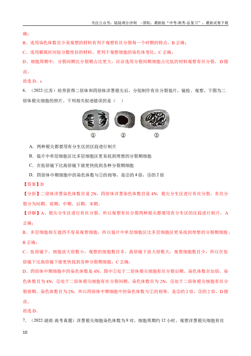 《专题06细胞的生命历程（教师版）_06-生物-高考总复习_专项复习_2024年_2024年高考生物总复习核心题型解读与全攻略新教材_资料》第10页预览