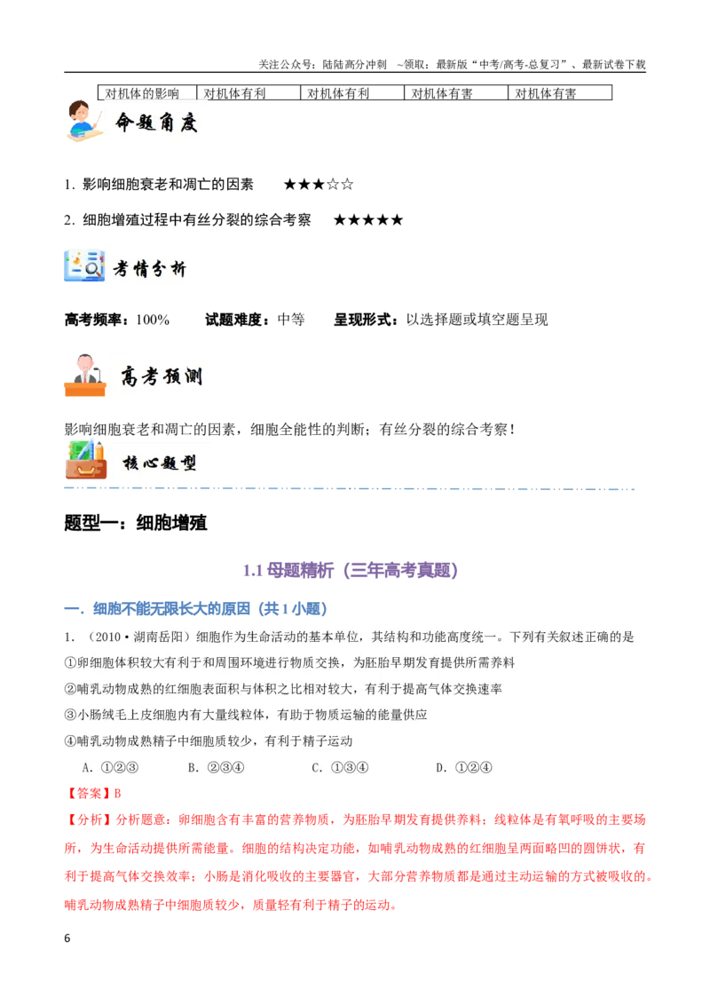 《专题06细胞的生命历程（教师版）_06-生物-高考总复习_专项复习_2024年_2024年高考生物总复习核心题型解读与全攻略新教材_资料》第6页预览