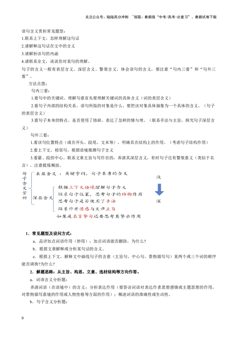 《第02讲理解语句涵义以及语言特色（讲义）（原卷版）_一轮复习_2024年_2024年高考语文一轮复习讲练测（课件+讲义+练习）（新高考）_第一部分现代文阅读_专题三文学类文本阅读·散文》第9页预览