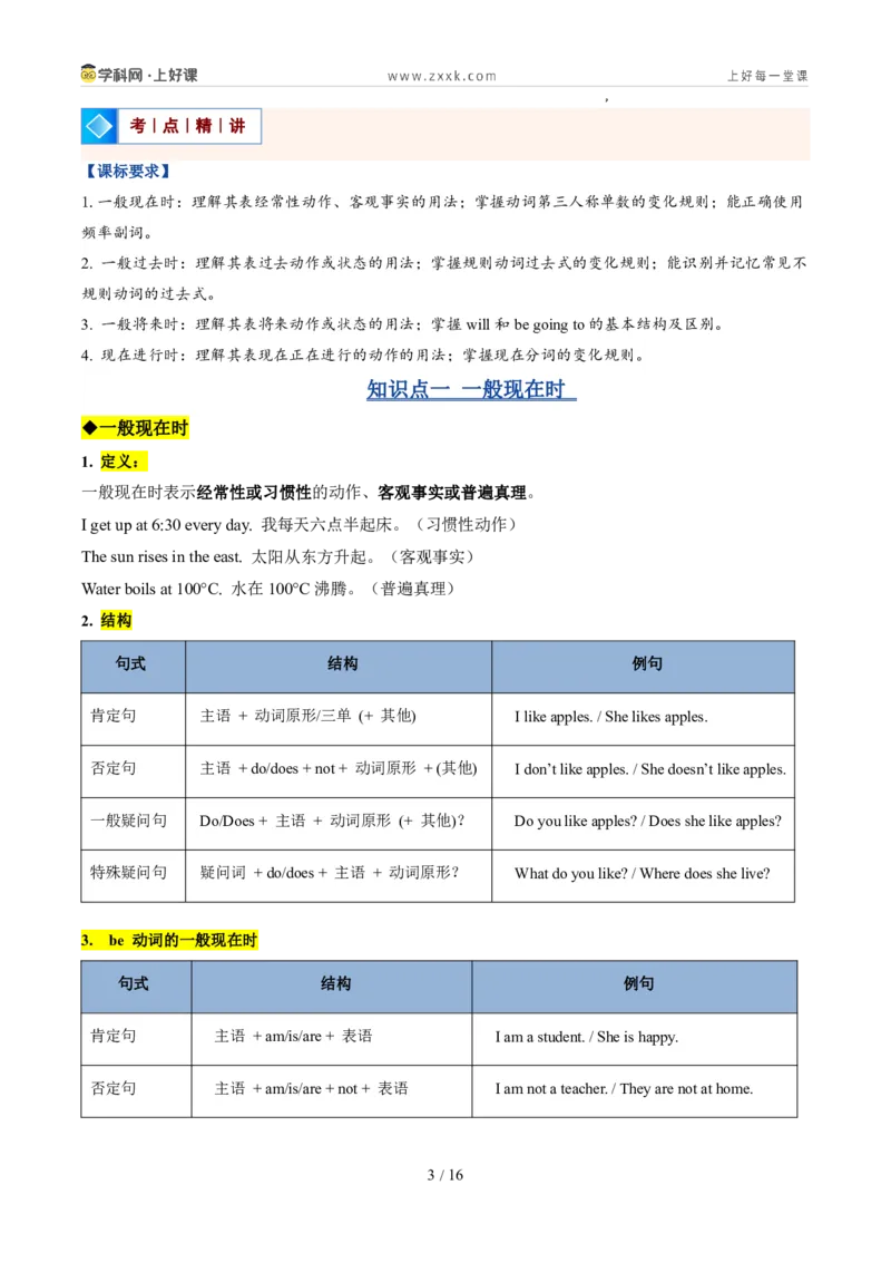 《专题05时态（一般现在、般过去、一般将来，现在进行）（暑假复习讲义）（原卷版）_26秋初中教辅资料_26秋初中《暑假预习》_2026秋《暑假自学课》7上英语（外研版）》第3页预览
