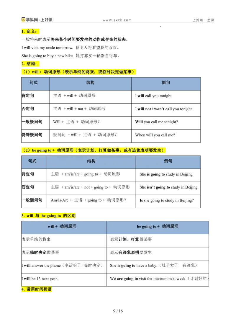 《专题05时态（一般现在、般过去、一般将来，现在进行）（暑假复习讲义）（原卷版）_26秋初中教辅资料_26秋初中《暑假预习》_2026秋《暑假自学课》7上英语（外研版）》第9页预览