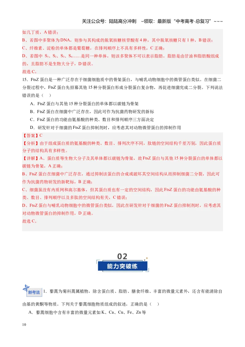 《第04讲蛋白质和核酸（专项训练）（教师版）_06-生物-高考总复习_一轮复习_2026年-生物高考一轮复习_2026年高考生物一轮课件+讲义+练习（黑吉辽蒙专用）-G330》第10页预览