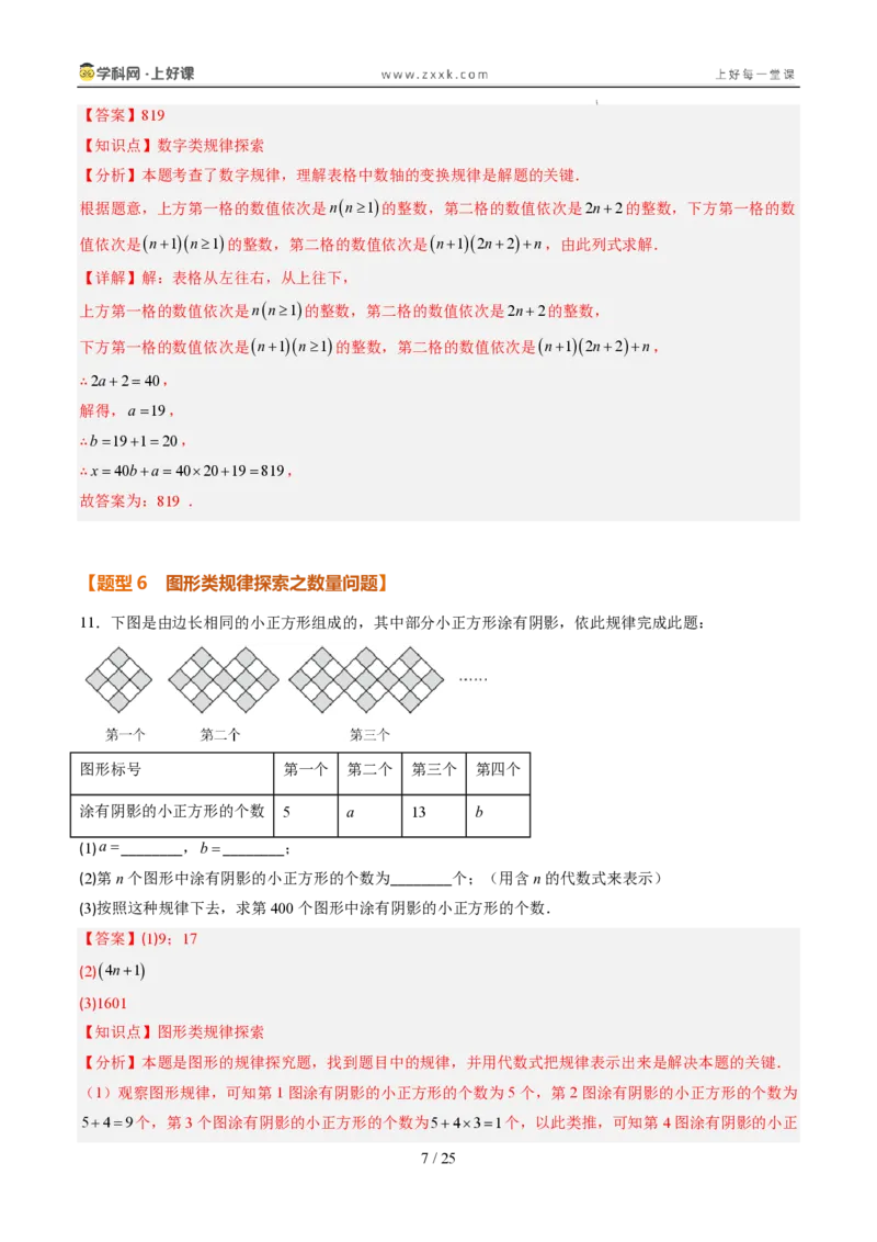 《专项训练03整式中数字类和图形类规律探究问题（巩固培优）（解析版）_26秋初中教辅资料_26秋初中《暑假预习》_2026秋《暑假自学课》7上数学（人教版）_探索新知_第三章代数式》第7页预览
