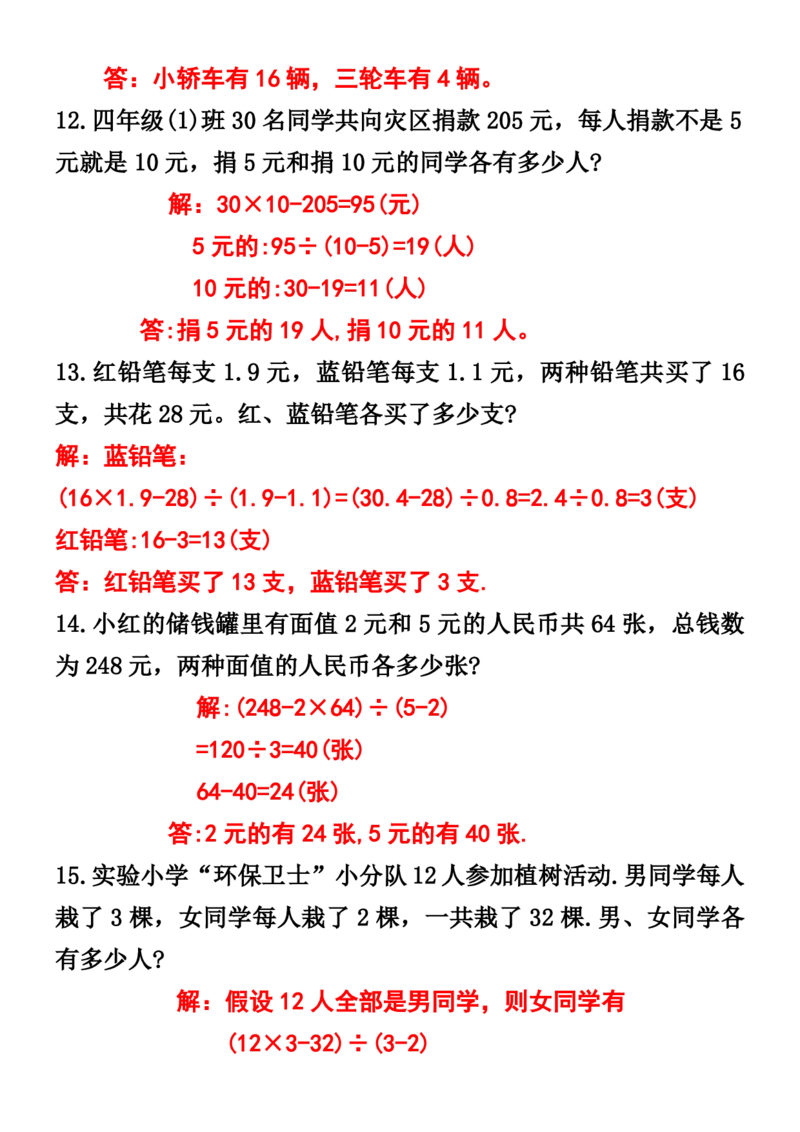 《_4年级下册同步教辅_四下数学_四下数学通用重点必背+专项_四年级（下）数学鸡兔同笼应用题》第4页预览