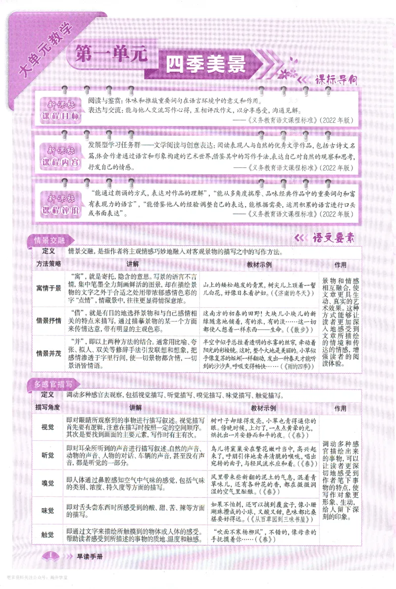 《2027《语文花开•同步练习》早读手册_2027版初中《语文花开五合一同步全套》7年级上册（语文）》第3页预览