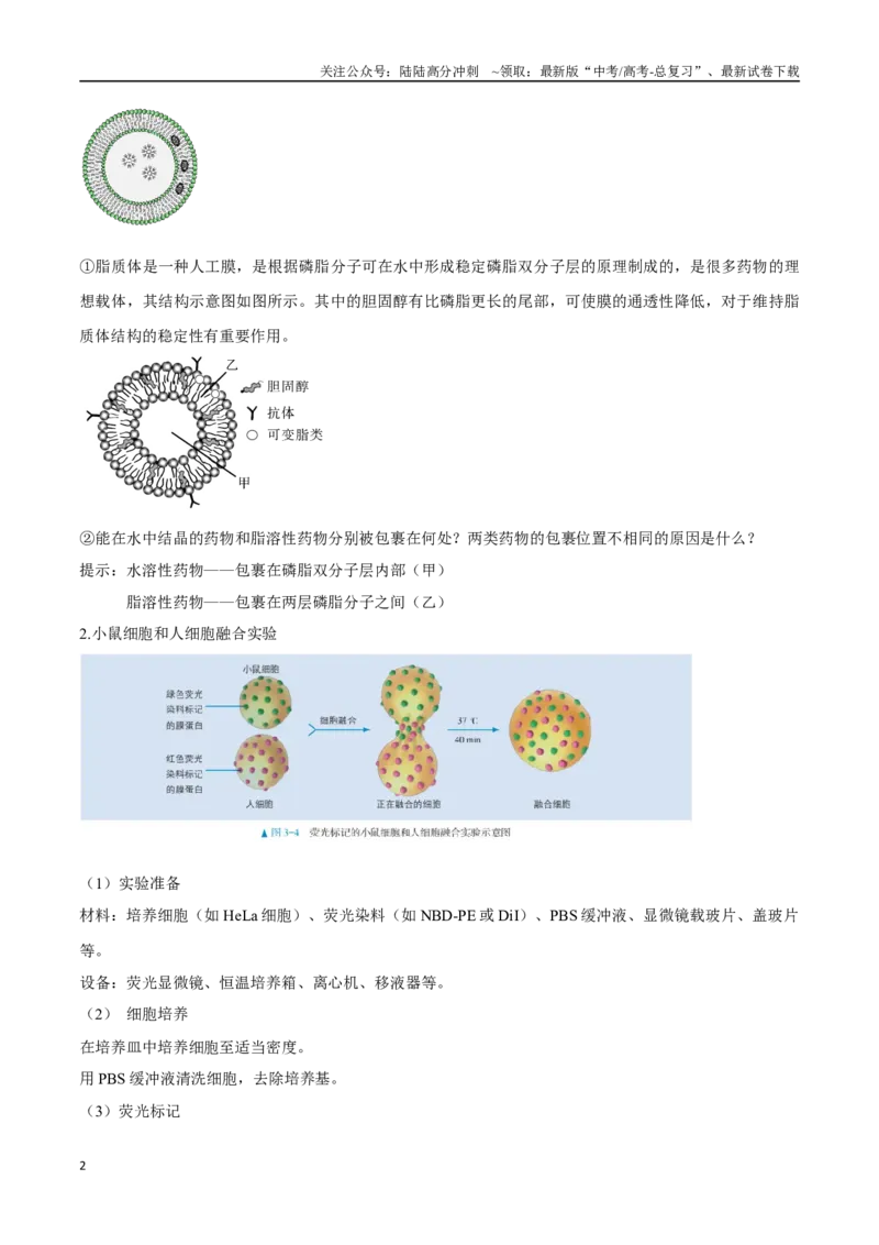 《专题07分子与细胞相关经典实验（学生版）_06-生物-高考总复习_专项复习_2025年_2025年高考生物教材实验梳理与突破_资料》第2页预览
