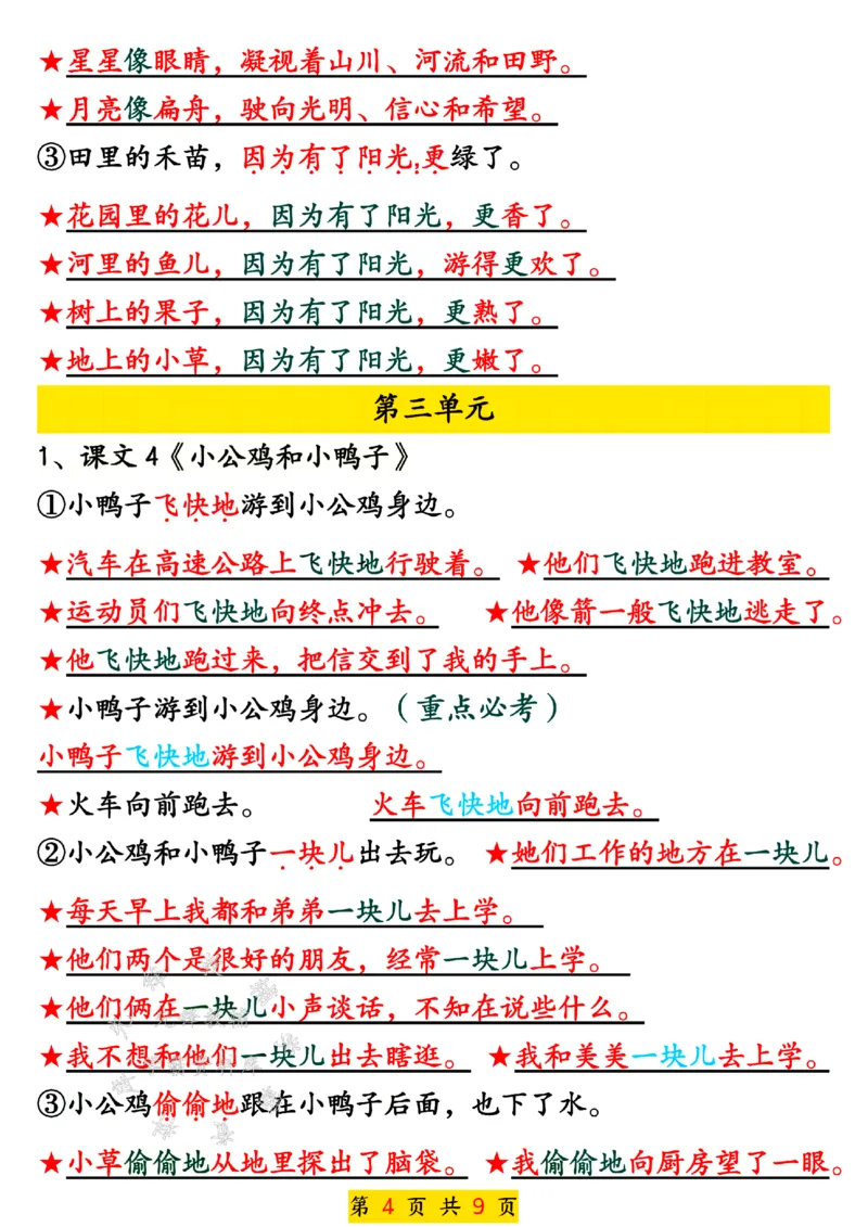《25新一年级语文下册1-8单元句子仿写SY_1年级下册同步教辅_1下-语文_一下语文-句子仿写》第4页预览