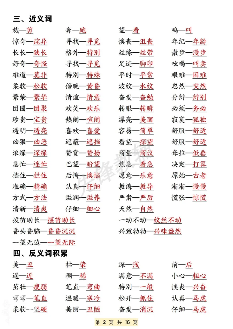 《B20119二年级（下）语文期中复习14单元必背重点(微信564455174)_2年级下册同步教辅_2下-语文_二下语文-重点必备资料》第2页预览
