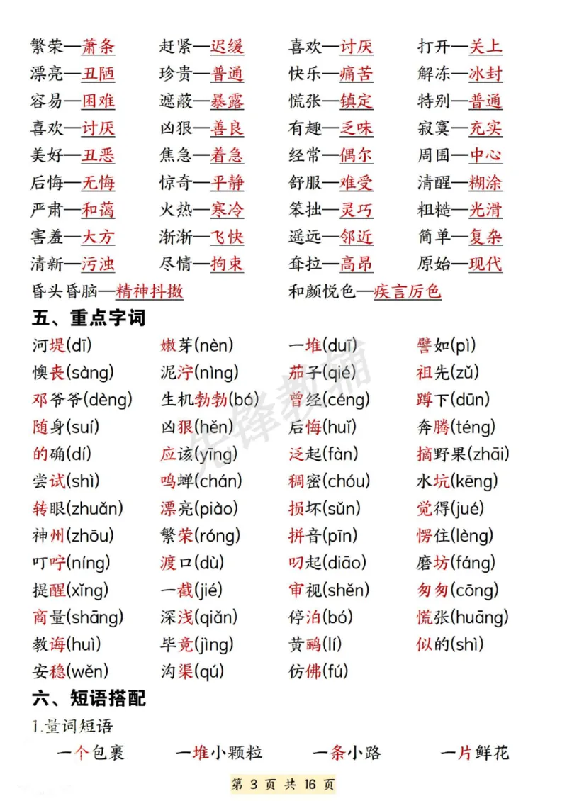《B20119二年级（下）语文期中复习14单元必背重点(微信564455174)_2年级下册同步教辅_2下-语文_二下语文-重点必备资料》第3页预览