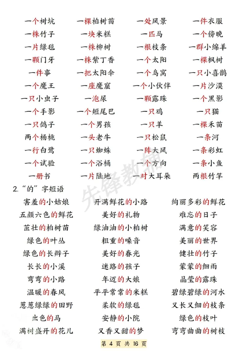 《B20119二年级（下）语文期中复习14单元必背重点(微信564455174)_2年级下册同步教辅_2下-语文_二下语文-重点必备资料》第4页预览