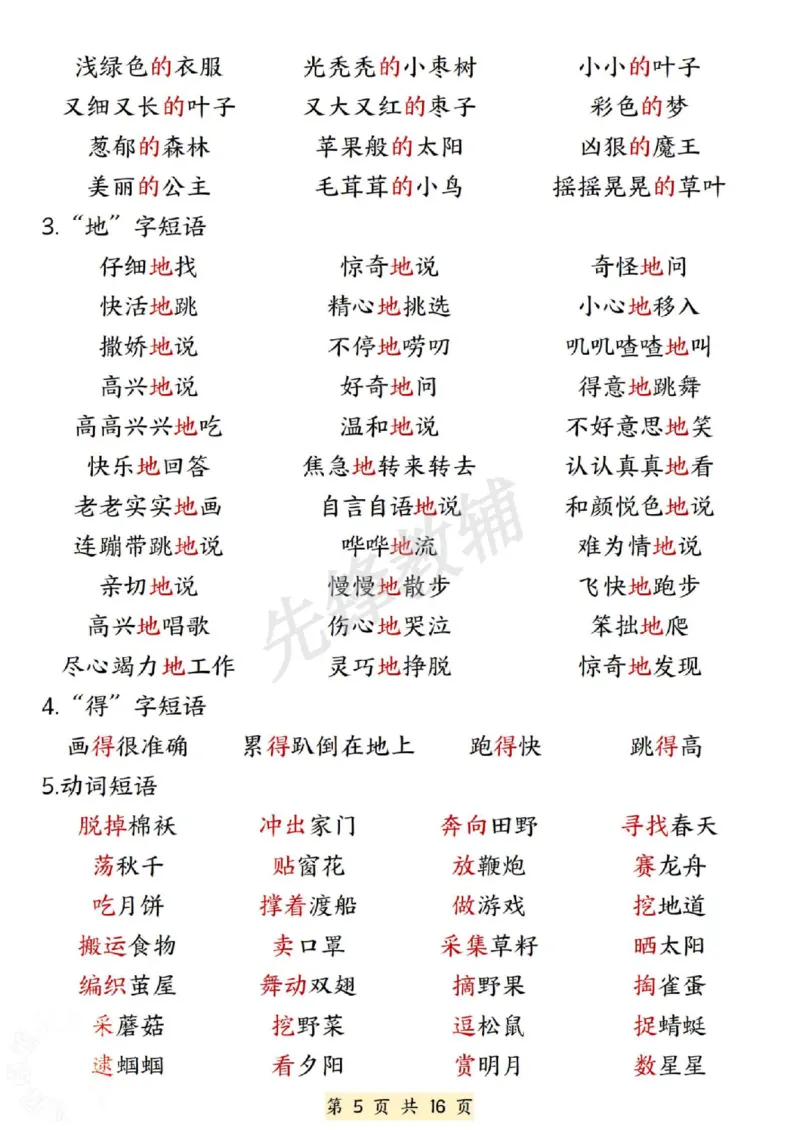 《B20119二年级（下）语文期中复习14单元必背重点(微信564455174)_2年级下册同步教辅_2下-语文_二下语文-重点必备资料》第5页预览