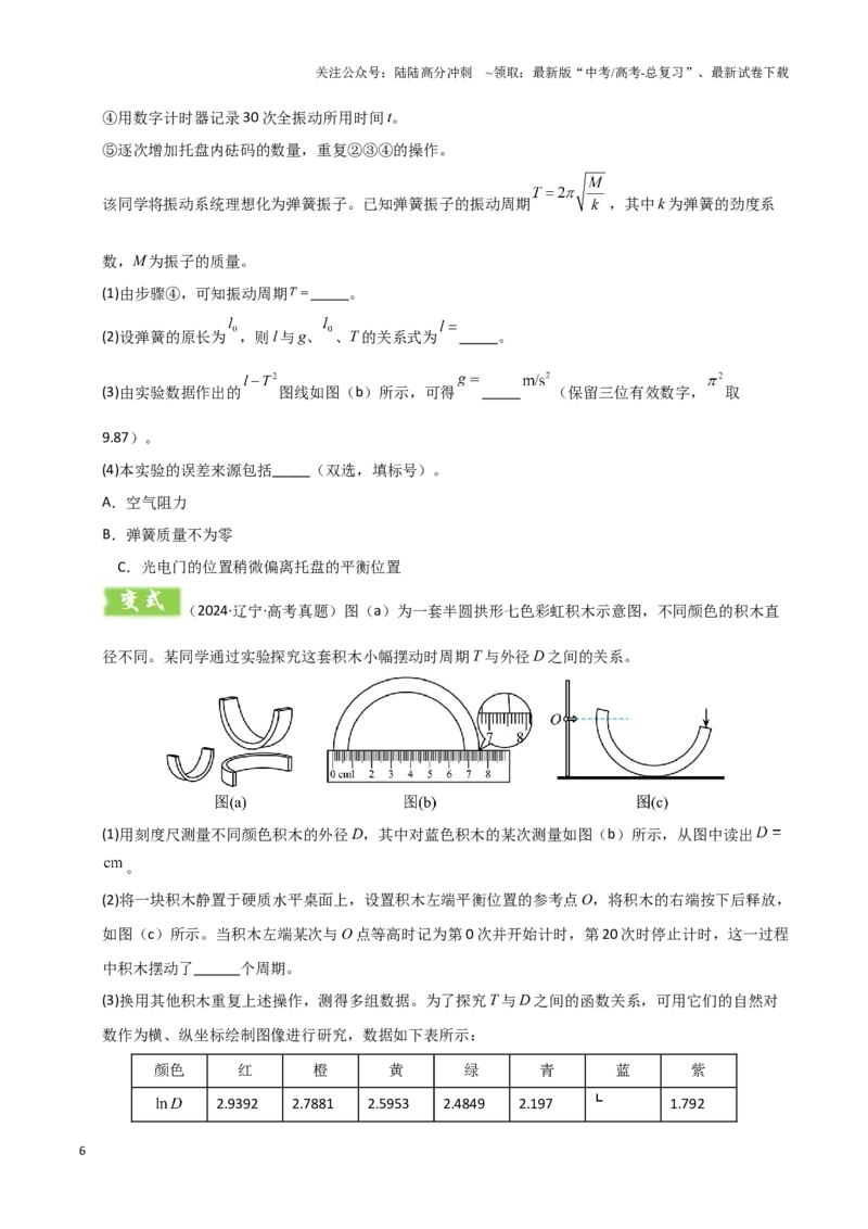 《模板17-2力学创新实验（一大题型）（学生版）_04-物理-高考总复习_专项复习_2025年_2025年高考物理答题技巧与答题模板（全国通用）》第6页预览