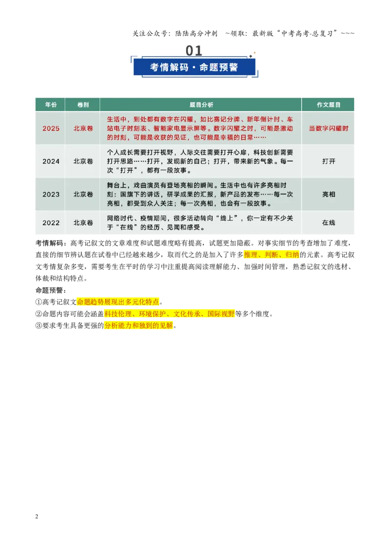 《第02讲记叙文写作（复习讲义）（全国通用）（学生版）_一轮复习_2026年-语文一轮复习_2026年高考语文一轮复习讲义+练习+课件（新教材新高考）-G55_2026版_专题十作文》第2页预览