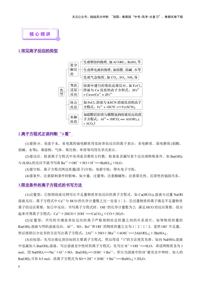 《专题03离子反应（讲义）（学生版）_05-化学-高考总复习_二轮复习_2025年_2025年高考化学二轮复习课件+讲义+练习（新高考通用）》第9页预览