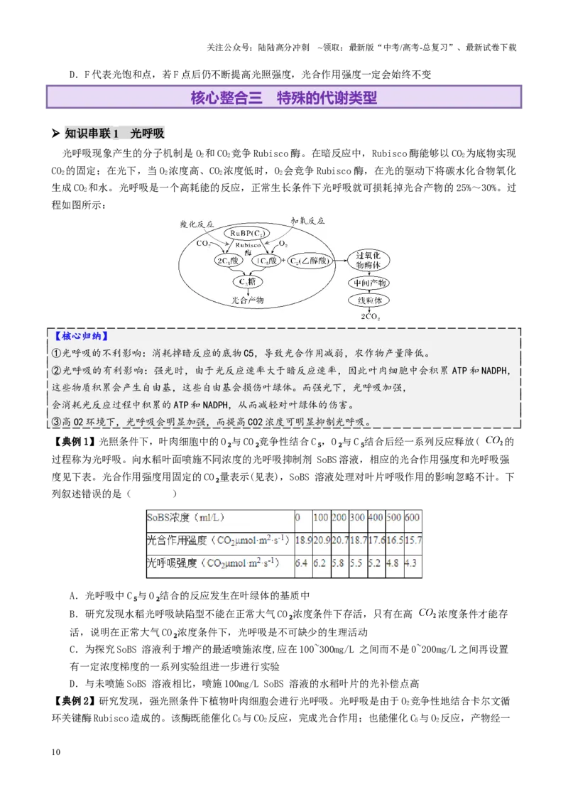 《第04讲细胞呼吸和光合作用（讲义）（学生版）_06-生物-高考总复习_二轮复习_2025年_2025年高考生物二轮复习课件+讲义+练习（新高考通用）》第10页预览