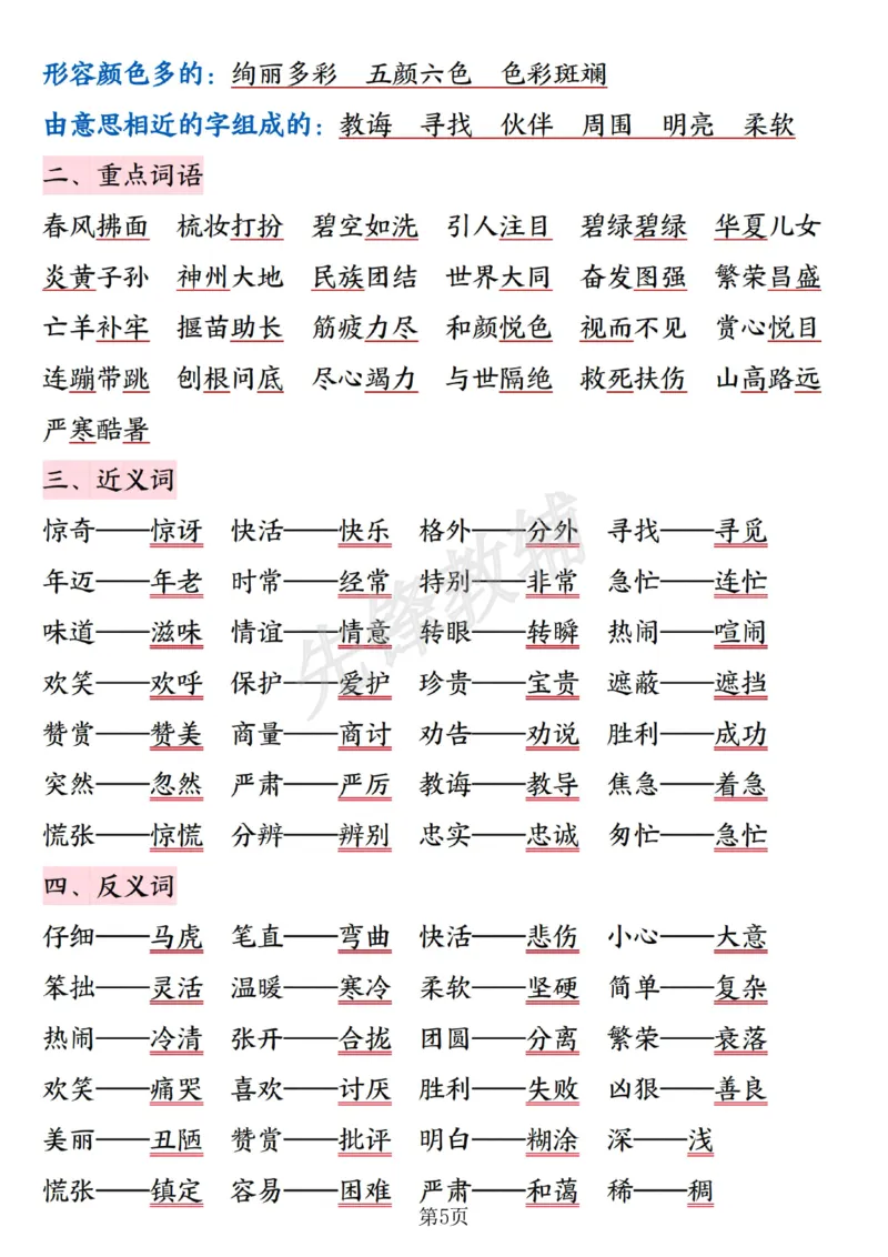 《B20126二年级（下）语文易错核心考点汇总(微信564455174)_2年级下册同步教辅_2下-语文_二下语文-重点必备资料》第5页预览