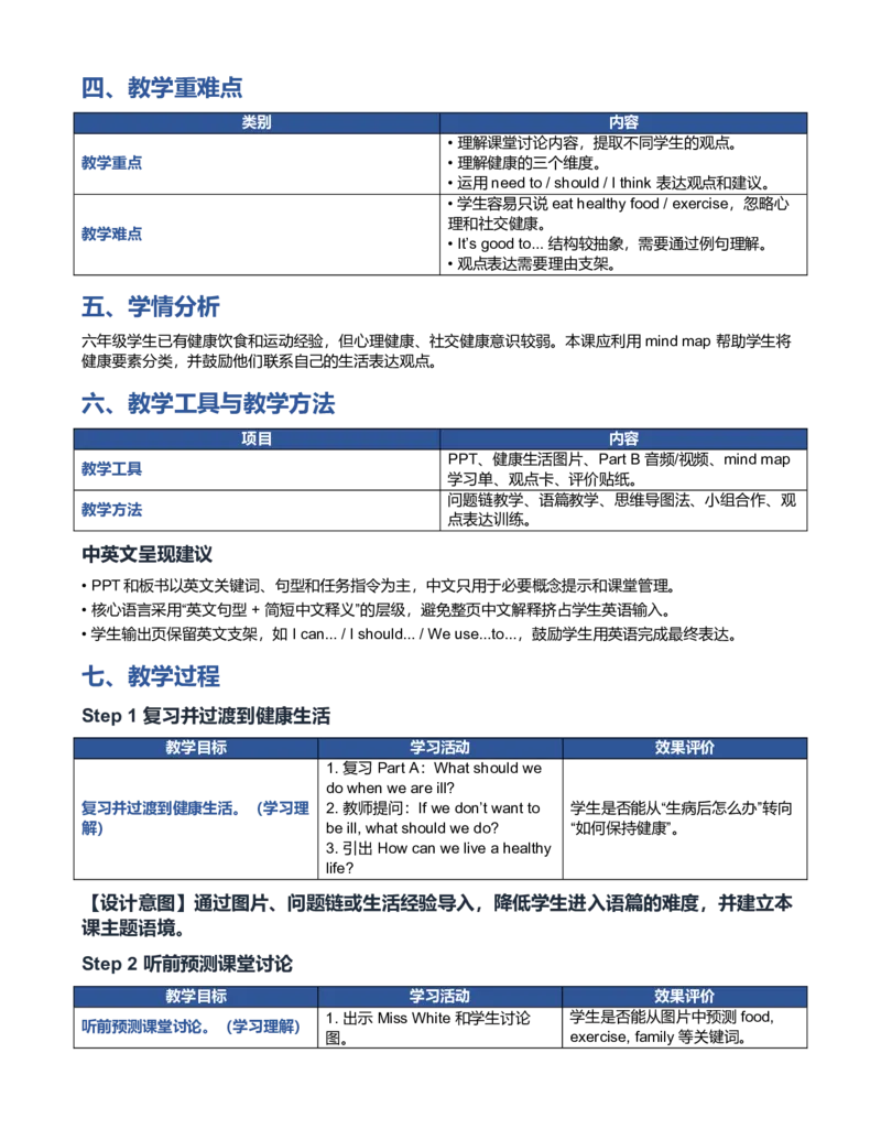 《U3L3PartBLet’stalk&Discussandmakeamindmap教学设计_小学英语_26秋人教PEP版英语6年级上册核心素养教案+课件新版_2026秋人教版六上英语_6上-人教PEP版英语（2026秋持续更新）_01课件+教案》第3页预览