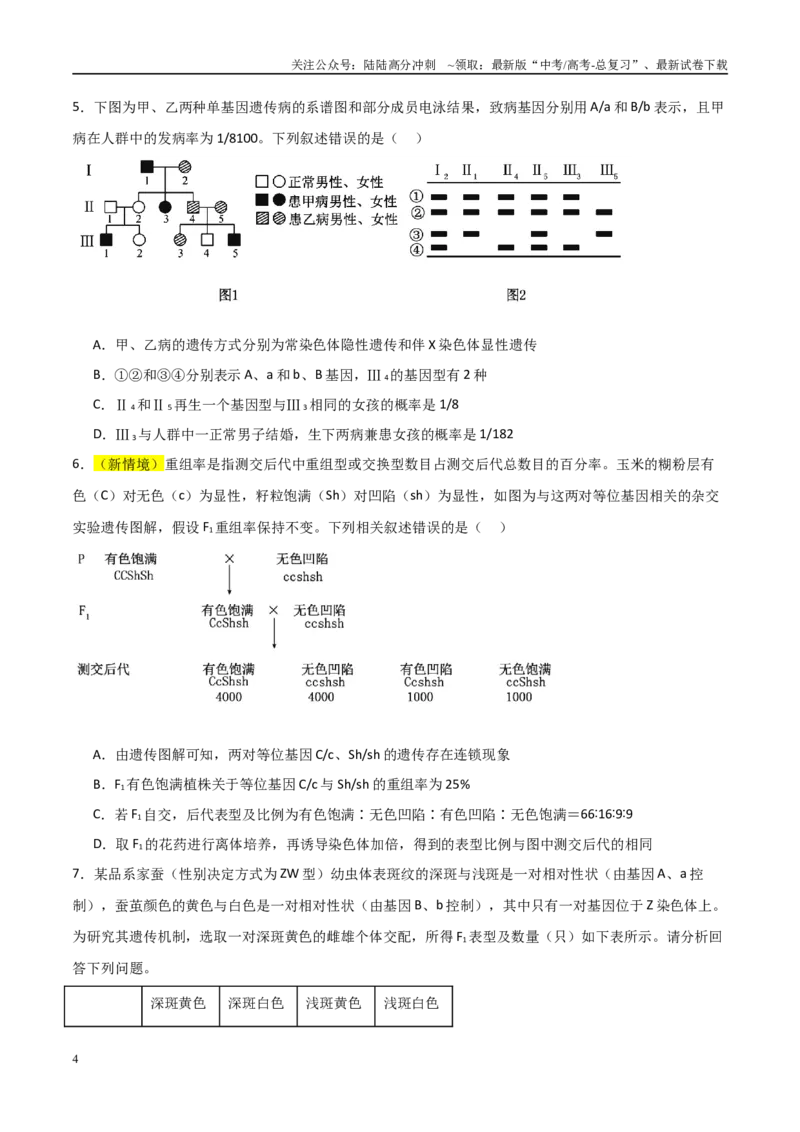 《猜押04遗传的基本定律（学生版）_06-生物-高考总复习_专项复习_2025年_2025年高考生物抢分秘籍（新高考专用）_2025版》第4页预览