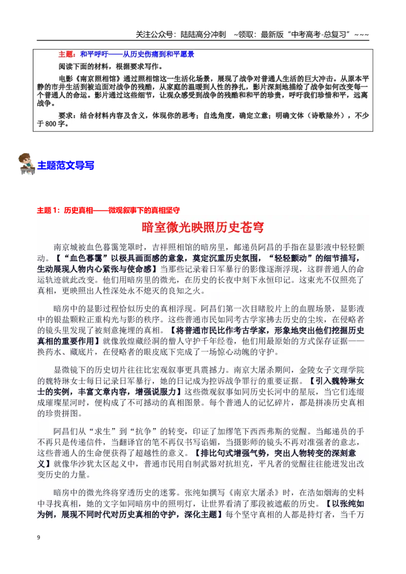 《热点话题29：铭记历史——《南京照相馆》显影液里的真相与抗争_专项复习_2026年-语文专项复习_2026年高考语文作文热点素材积累运用（时代人物+时评精选+作文赏析）-G96_资料》第9页预览