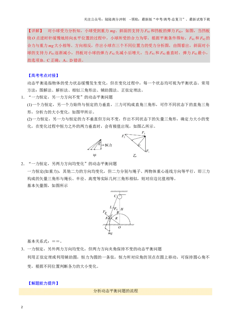 《第06讲动态平衡和临界、极值问题（三大题型）（举一反三）（教师版）_04-物理-高考总复习_专项复习_2025年_2025年高考物理举一反三系列（新高考通用）_资料》第2页预览