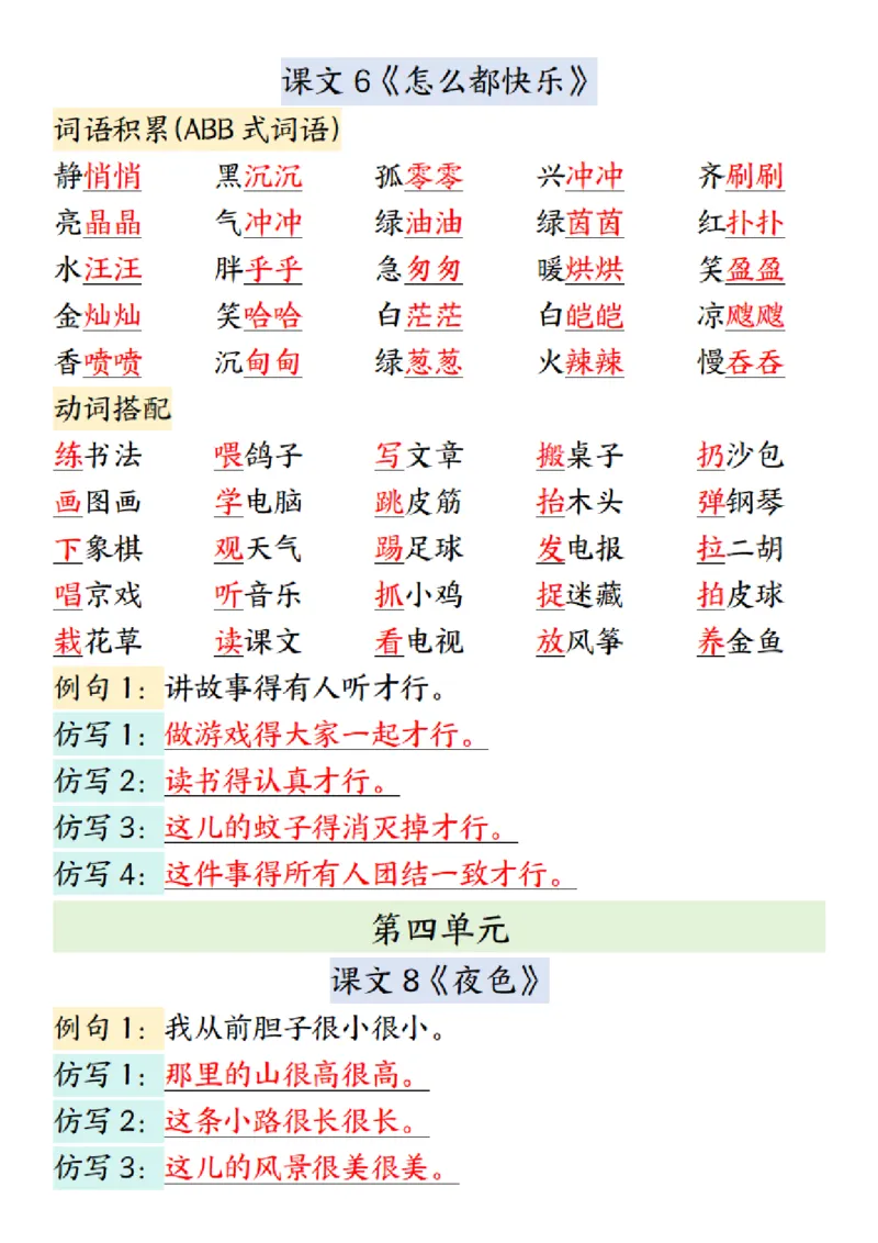 《3.7一年级下册语文全册重点句子仿写汇总_1年级下册同步教辅_1下-语文_一下语文-句子仿写》第8页预览