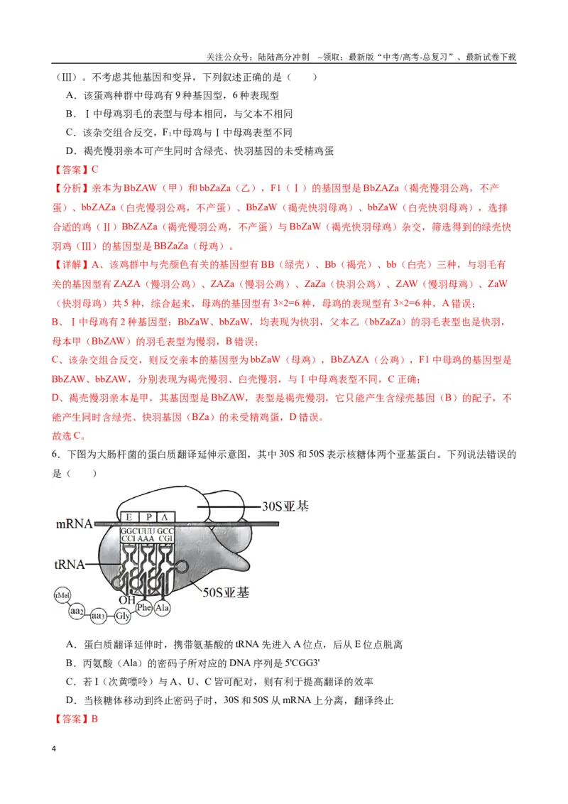 《生物（九省联考考后提升卷，甘肃卷）（解析版）_06-生物-高考总复习_专项复习_2024年_2024高考生物1月九省联考猜想卷真题汇编完全解读》第4页预览