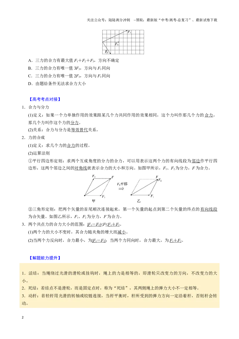 《第05讲受力分析（四大题型）（举一反三）（学生版）_04-物理-高考总复习_专项复习_2025年_2025年高考物理举一反三系列（新高考通用）_资料》第2页预览