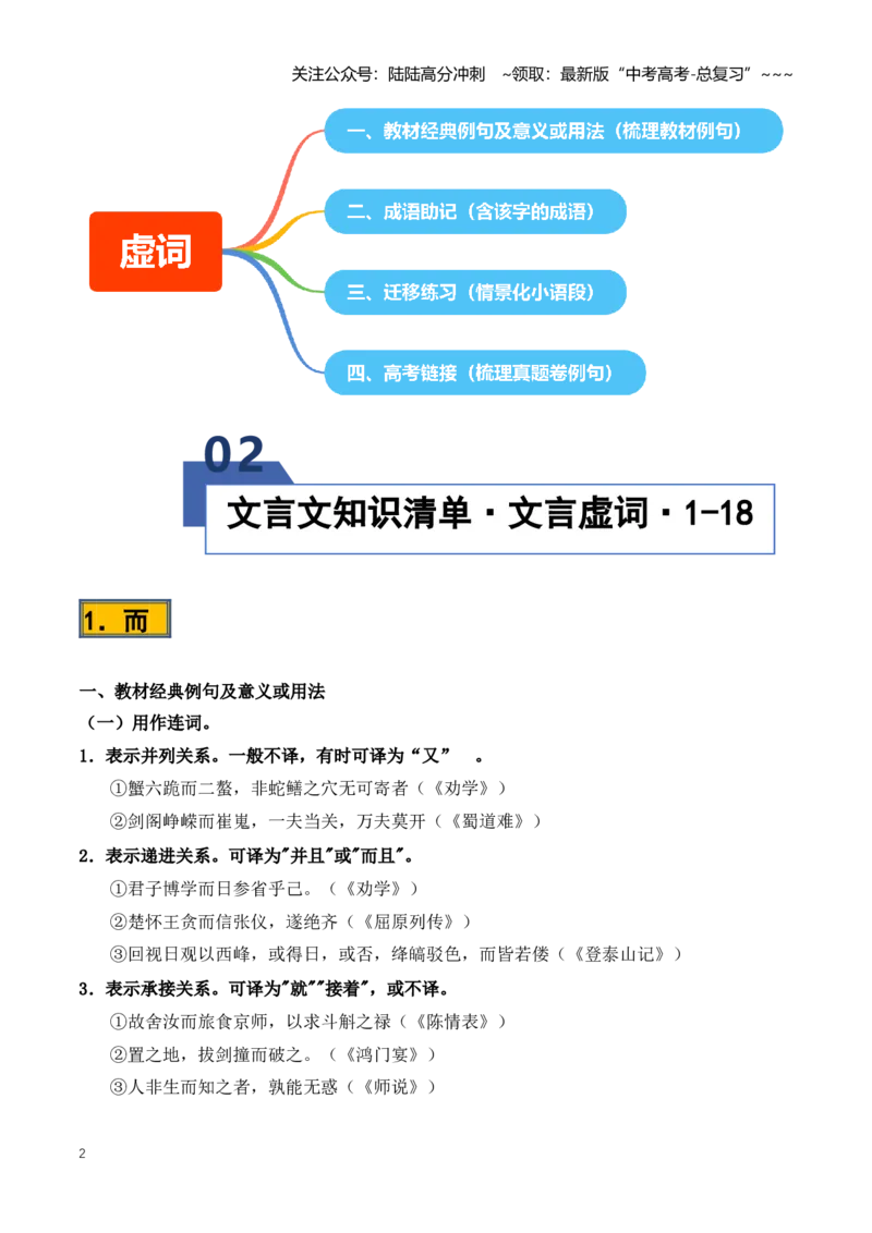 《第02讲18个文言虚词（知识清单）（全国通用）教师版_一轮复习_2026年-语文一轮复习_2026年高考语文一轮复习讲义+练习+课件（新教材新高考）-G55_2026版_专题六文言文阅读》第2页预览