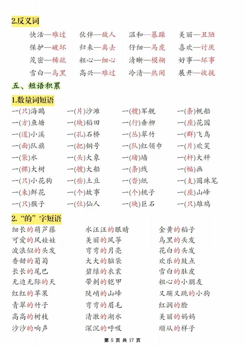 《24年二上语文期末必考知识点汇总_2年级上册同步教辅_2上-数学_二上数学-单元卷+月考卷人教》第5页预览