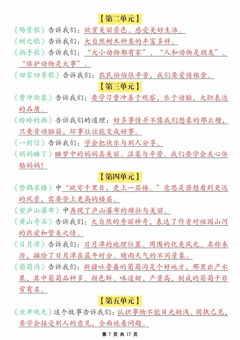 《24年二上语文期末必考知识点汇总_2年级上册同步教辅_2上-数学_二上数学-单元卷+月考卷人教》第7页预览