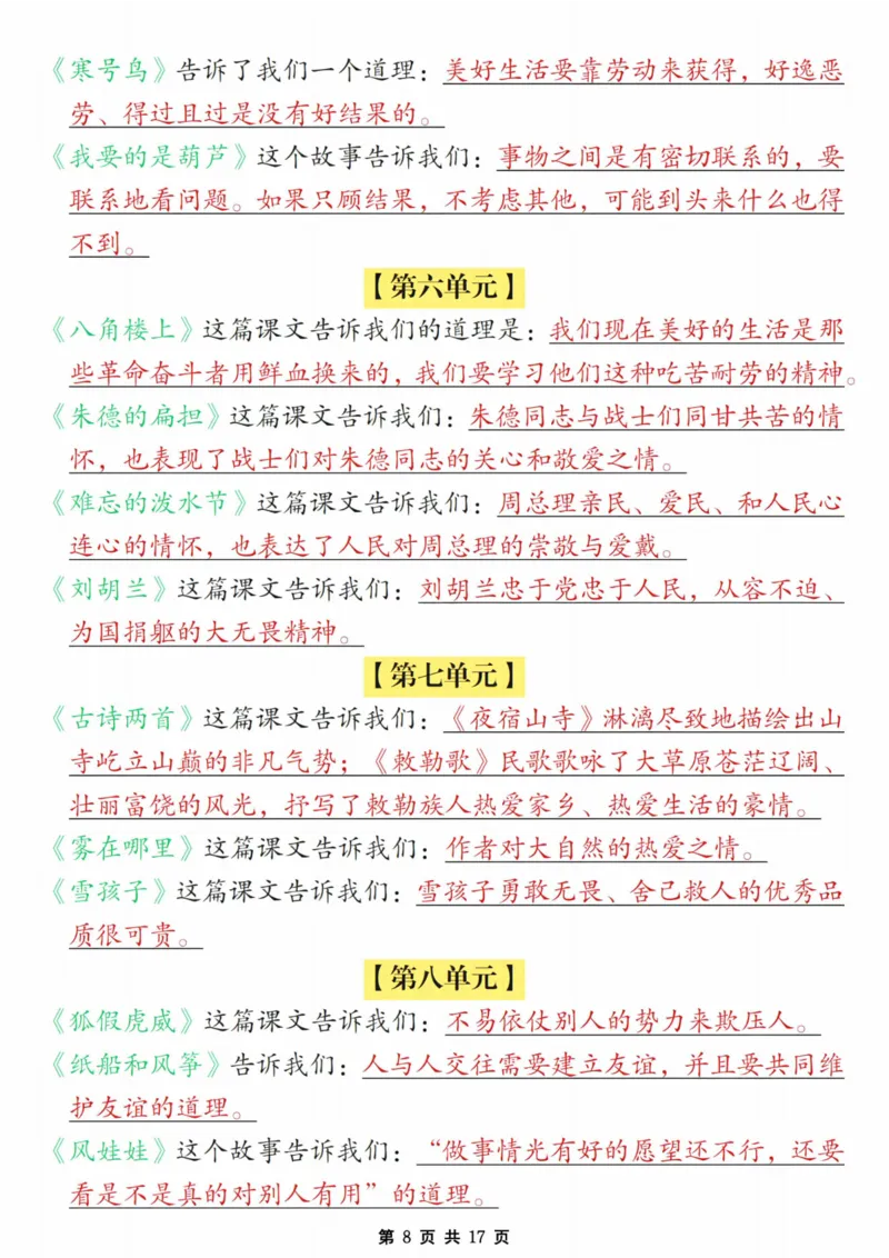《24年二上语文期末必考知识点汇总_2年级上册同步教辅_2上-数学_二上数学-单元卷+月考卷人教》第8页预览
