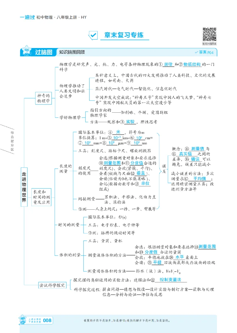 《26秋初中一遍过八上物理沪粤主书教用_26秋小学初中各机构教辅大合集（一本、教材帮、阳光同学、王朝霞、实验班、小典中点、上分卷、白欧、课堂笔记等等）_26秋初中教辅资料》第8页预览