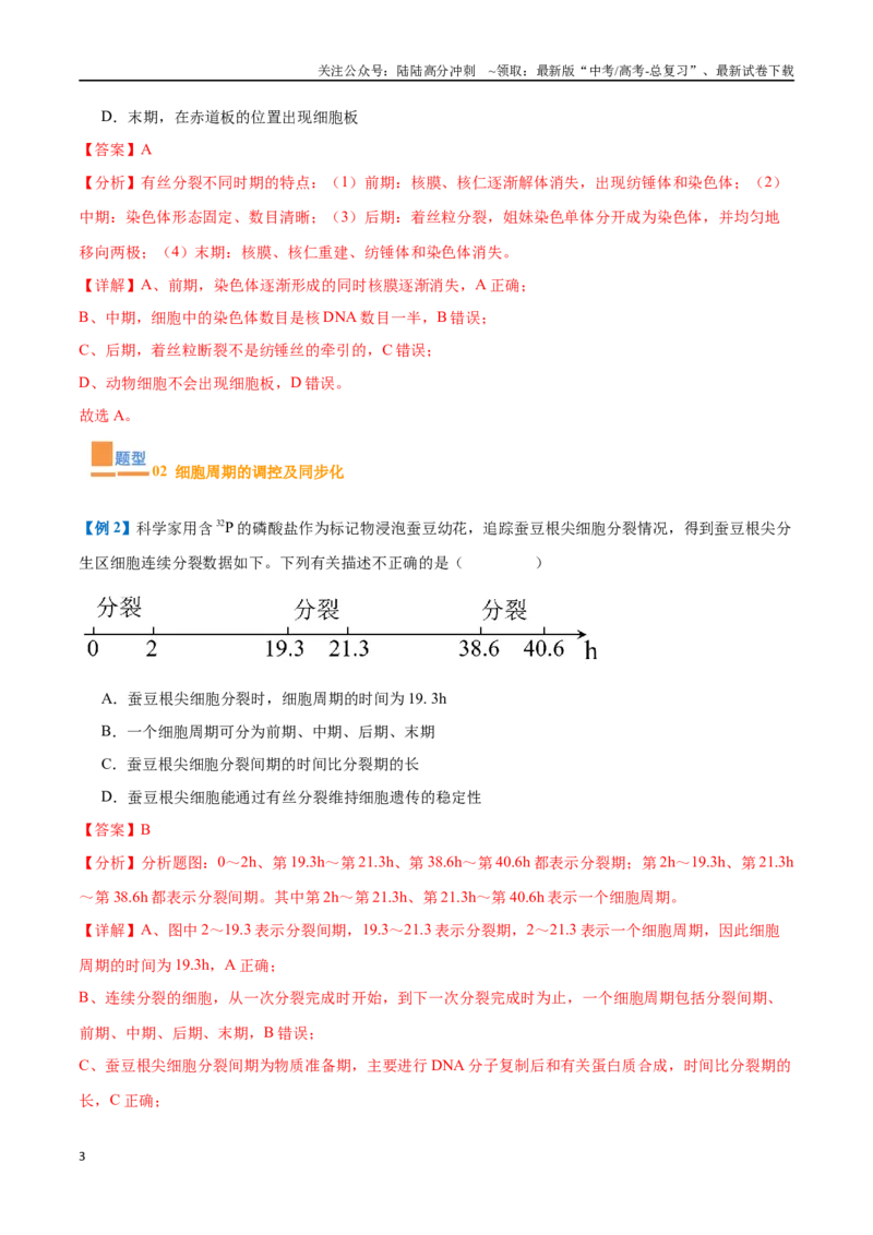 《专题07细胞生命历程（7大题型）（教师版）_06-生物-高考总复习_一轮复习_2025年_2025年高考生物一轮复习题型全覆盖练习（新高考通用）》第3页预览